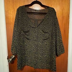 Green Leopard Blouse 